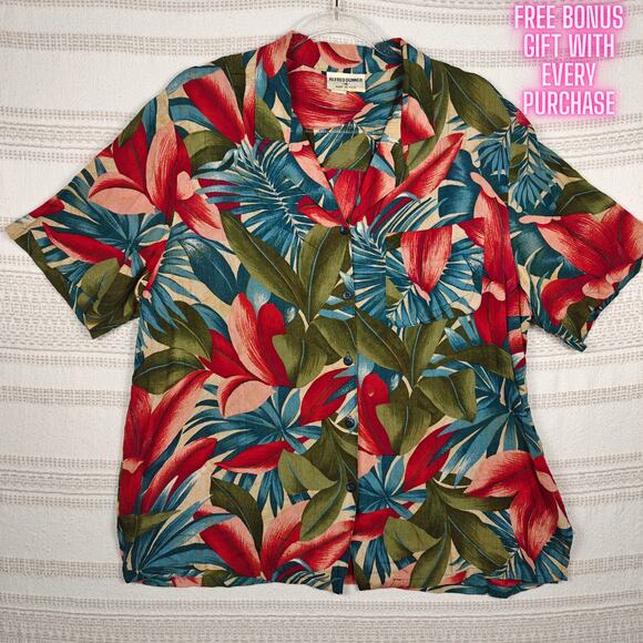 Alfred Dunner Vintage Tropical Hawaiian Button Up Shirt USA Women’s 16 - Picture 1 of 8